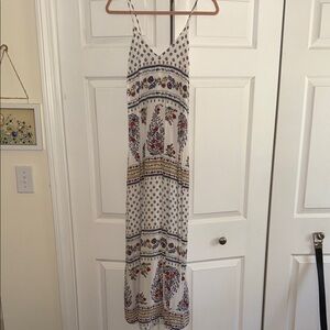 White Floral-Print Maxi Dress